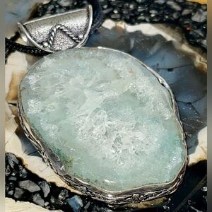 Large Light Color Solar Quartz Pendant 2 1/2”